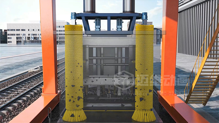 海大機(jī)器人-火車箱機(jī)器人粘凍煤清車系統(tǒng)三維動畫(圖4)